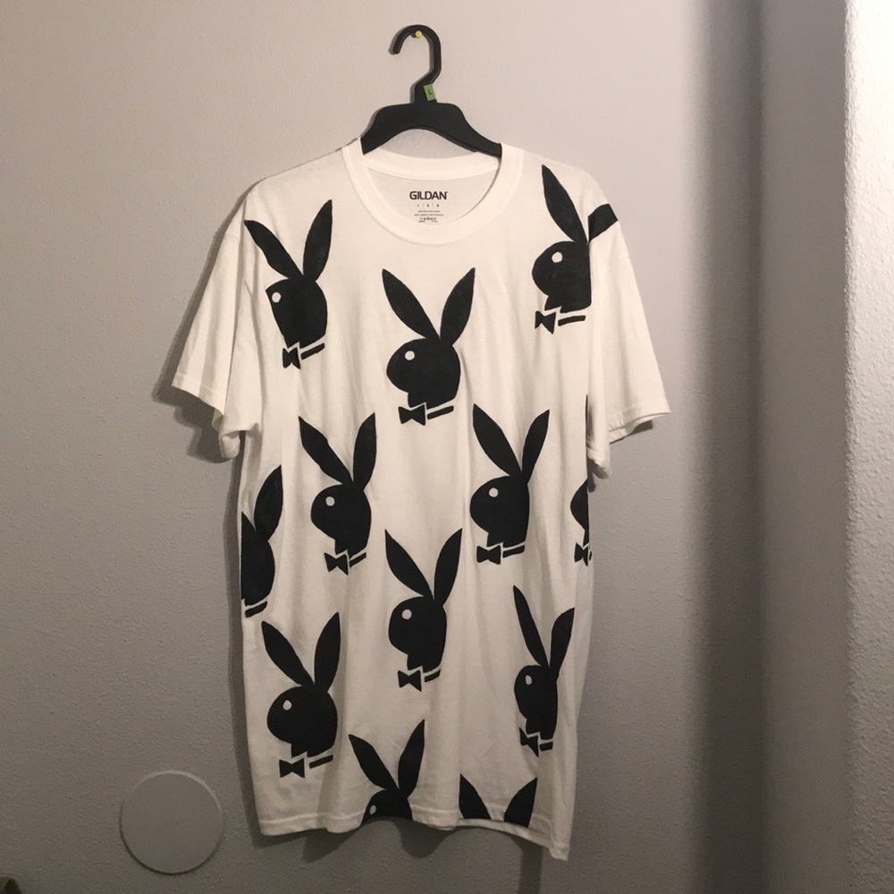 Hand painted playboy bunny T shirt
